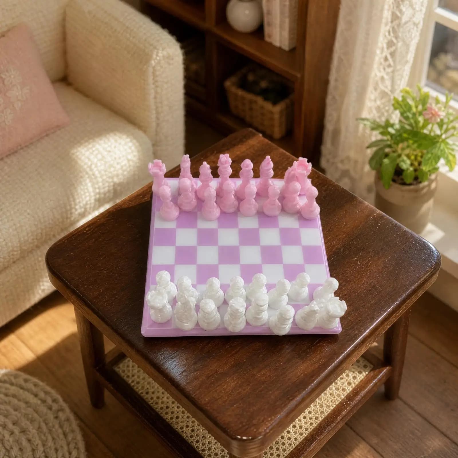 PLA Miniature Chess Set Decorative Miniature Chessboard with Chess Pieces No Assembly Required Realistic for Crafters