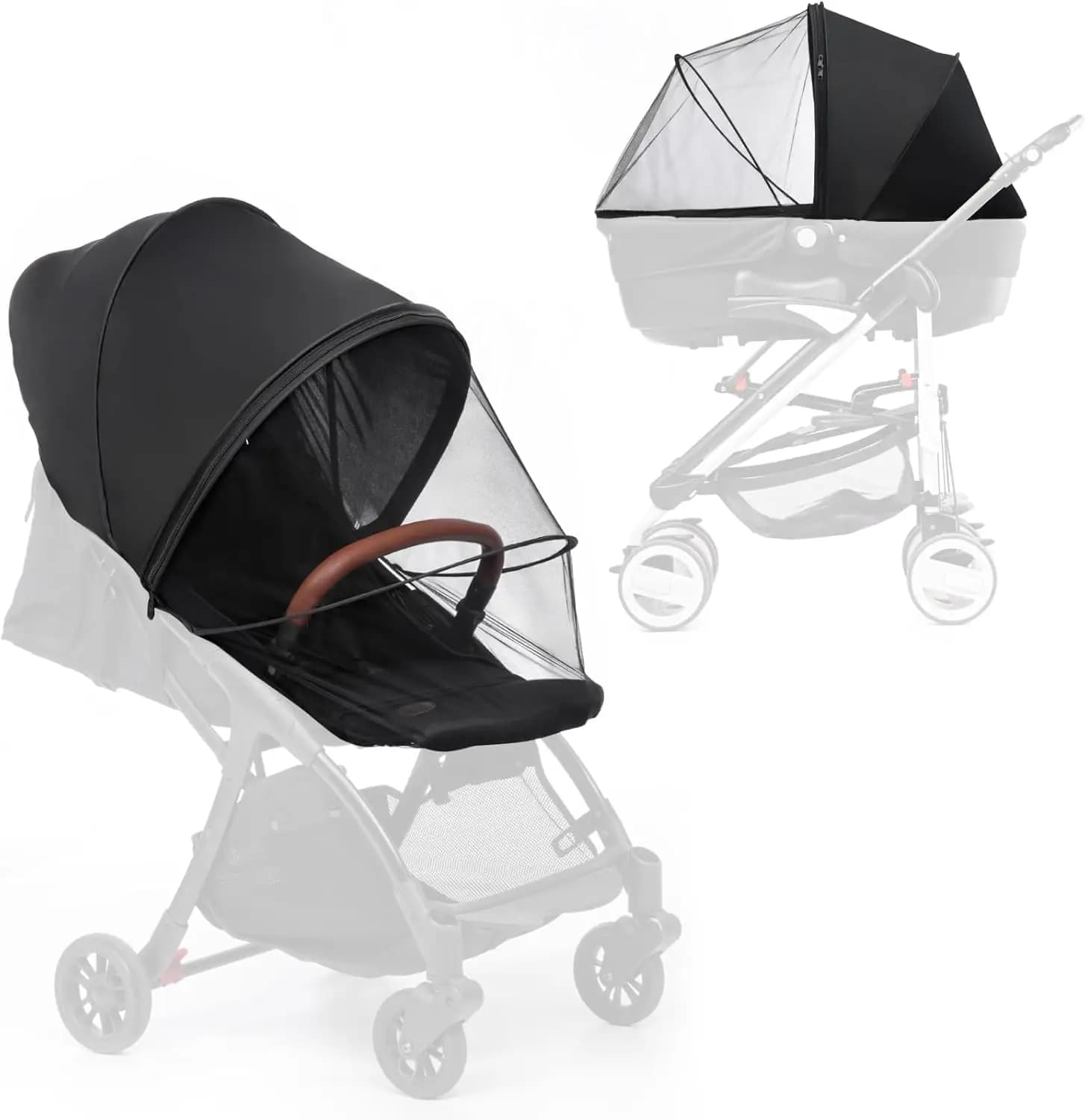 Copertura Universale 2-in-1 per Passeggino: Parasole e Zanzariera con Cerniera Bidirezionale per Estensione