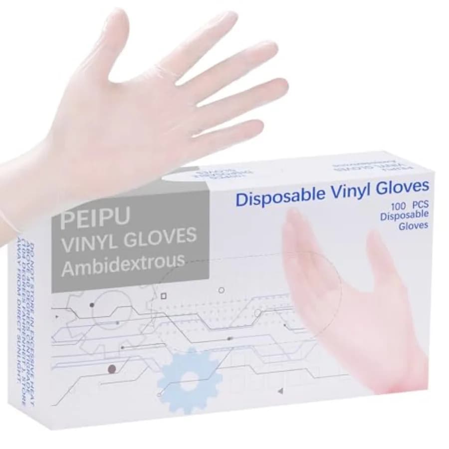PEIPU Vinyl Disposable Gloves, Powder Free, Cleaning Service Gloves, Latex Free