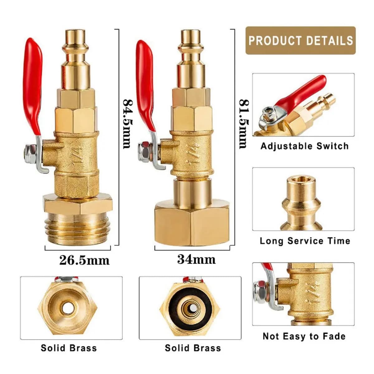 A72P RV Winterize Blowout Adapter Kit, Sprinkler Wintering Blowout Adapter for 1/4In Quick Connect Plug 3/4In GHT Garden Hose
