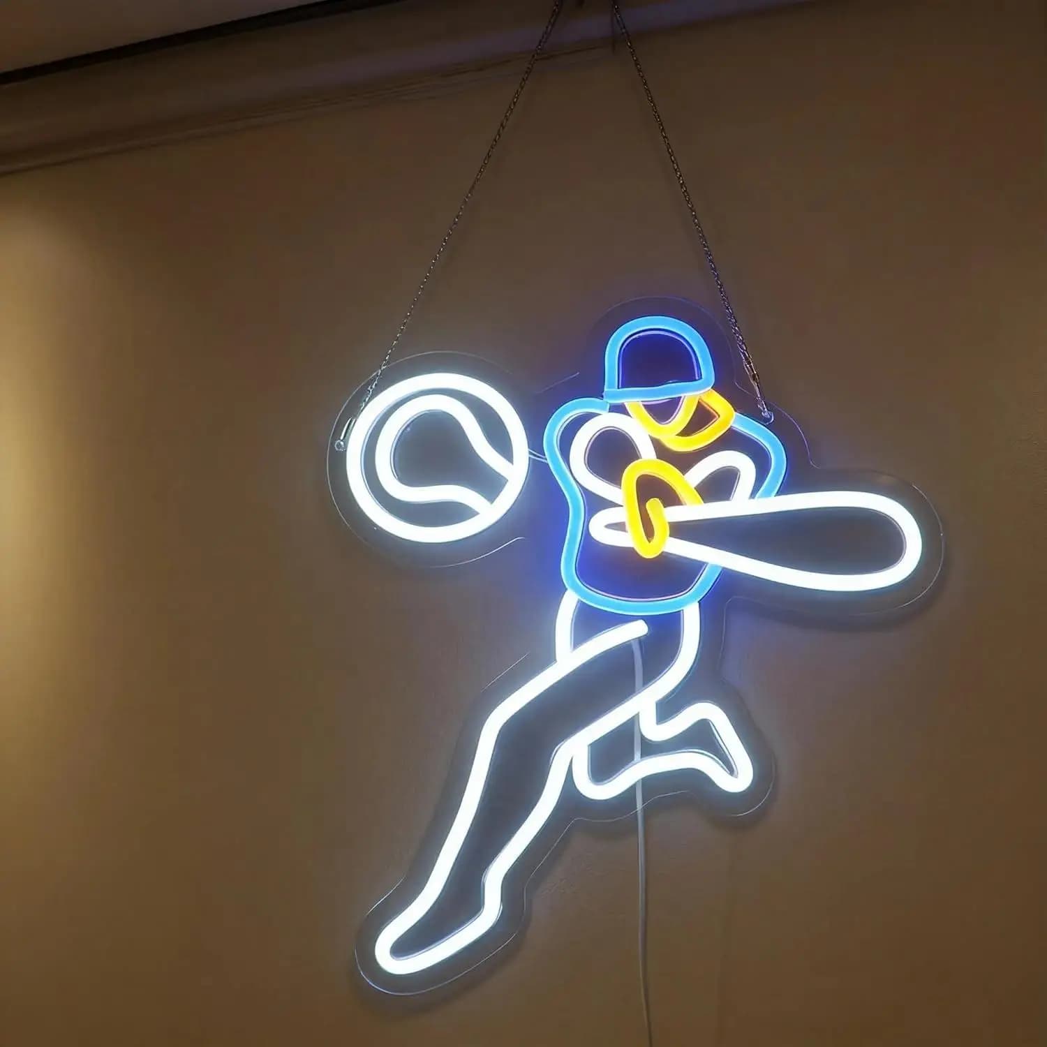Insegna al Neon a Forma di Baseball, Luci al Neon USB Dimmerabili per Man Cave, Bar Sportivi, Sale Giochi, Camere dei Bambini, Decorazione, Regalo per Giocatori ed Appassionati
