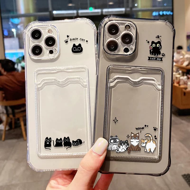 Sink Phone Case Black Cat for iPhone 17 Pro Max 16 15 13 12 11 14 Pro Max Air 7 8 Plus XR SE Card Case Wallet Case