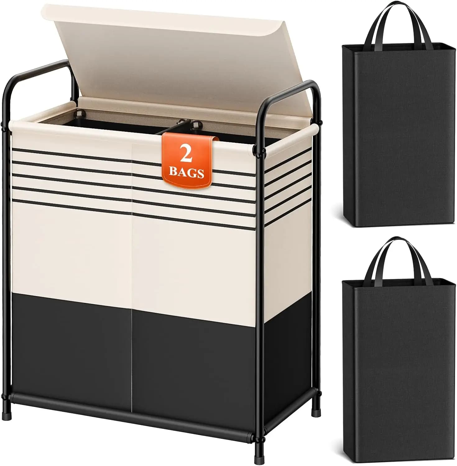 Spacious Double compartment with Removable Cover and Bags, Bedroom Laptop, Bathroom, Dormitory, 120L, Black