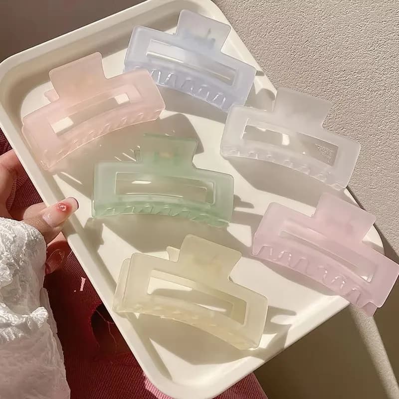 Set di 6 Eleganti Fermagli per Capelli Rettangolari Trasparenti Opachi per Donne e Ragazze, Dolce Ornamento per Capelli, Clip e Accessori