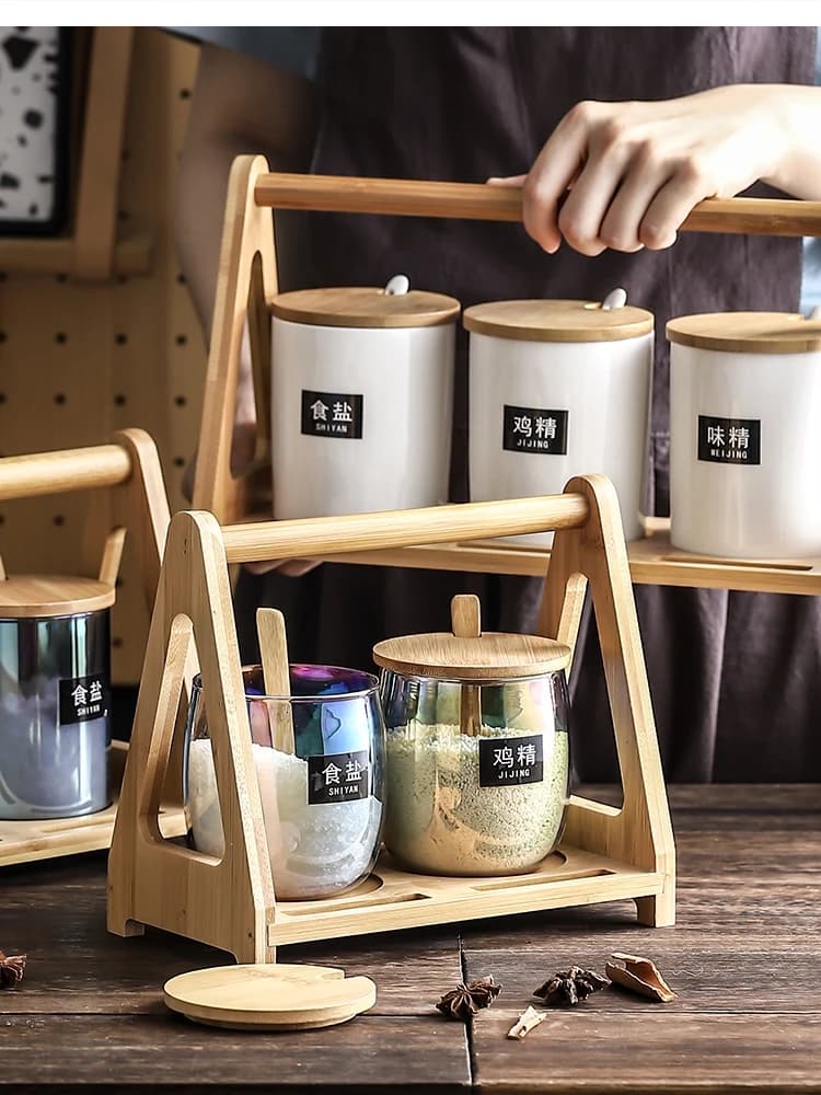 set di bottiglie per ristorante in vaso di ceramica per condimento in vetro da cucina, combinazione di pepe per uso domestico