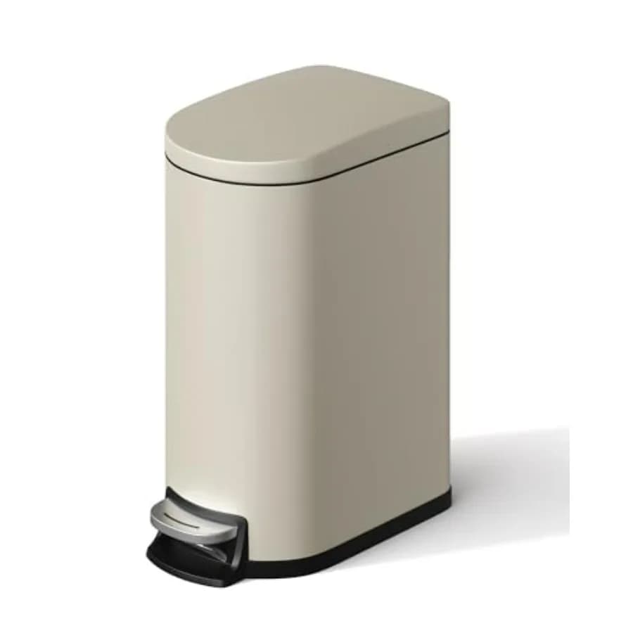 Cestino per Bagno in Metallo da 10 L/2,6 Galloni con Coperchio, Bidone Sottile Impermeabile per Camera da Letto, Pattumiera Compatta con Pedale e Contenitore Interno