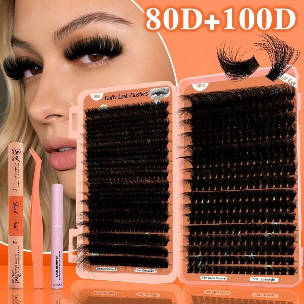 Reusable Fin Eyelashes Curve D, Mega Volume, Mixed Length 10-24mm, Extension Eyelashes, Eye Makeup Tools, Makeup Improvement