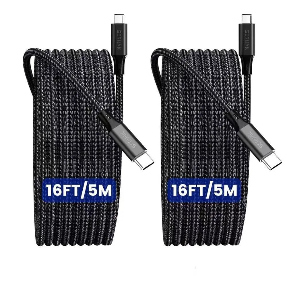 Cavo USB-C a C in nylon intrecciato extra lungo da 4,8 m per iPhone serie 16/17, Air, Pro, Pro Max, iPad Pro e Mini 6