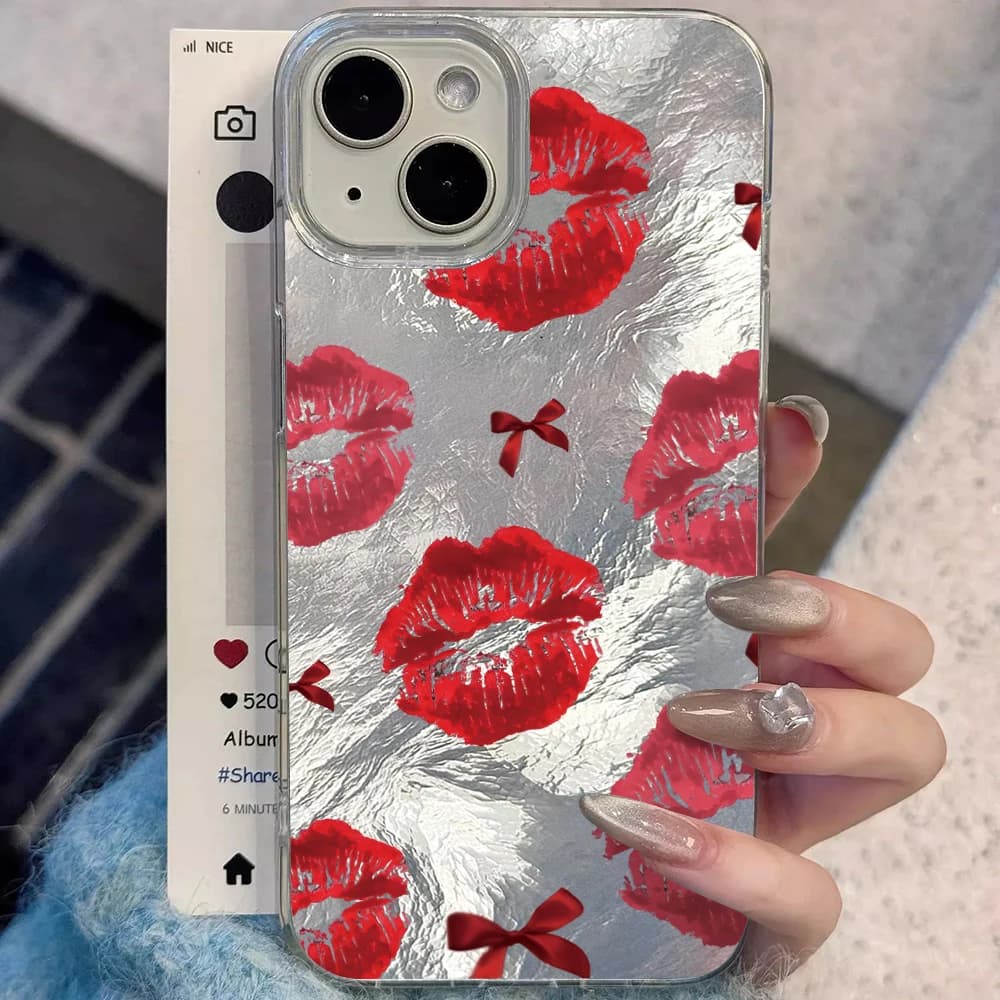 Kiss Marks Shockproof Hard Phone Case For iPhone 17 Pro Max 16 14 15 13 Pro Max 12 11 Pro Max Plus XR 8 Y2K Hot Girl Hard Cover