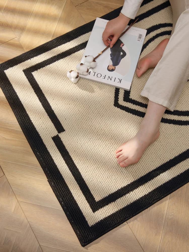 High-End Circle Velvet Entrance Door Mat Bedroom Living Room Carpet Small Fragrance Style Home Decorative Rugs Floor Mat