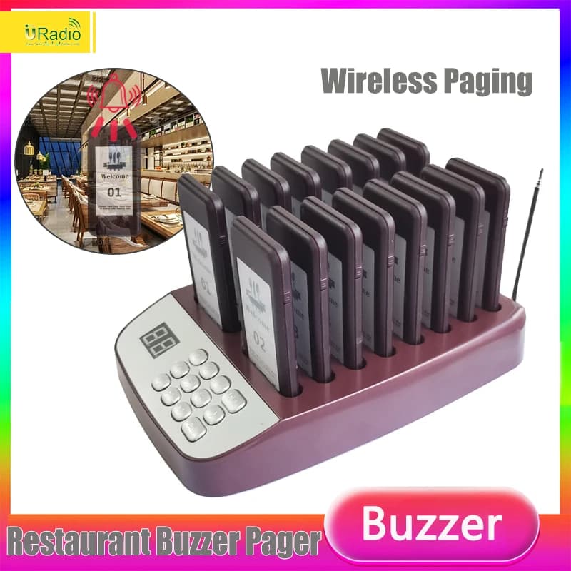 Restaurant Buzzer Pager Wireless Paging Guest Calling System for Cafe Dessert Shop Church Food Truck/Court 315 MHz stable signal