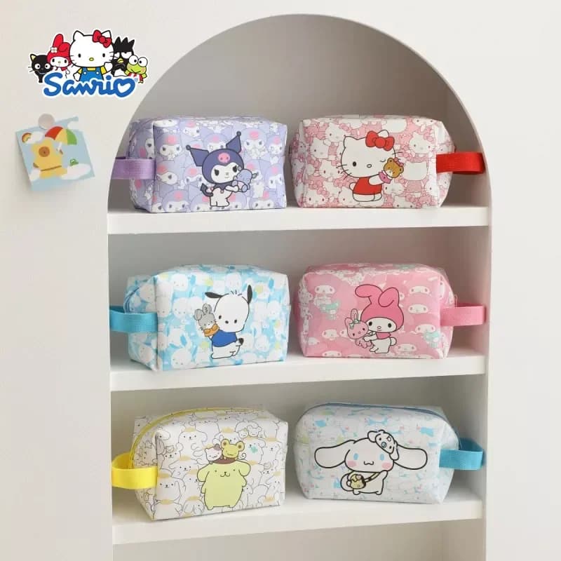 Borsa per cosmetici Sanrio Kuromi Cinnamoroll My Melody Astuccio per matite Portamonete Borse per trucco Regali per ragazze giocattolo