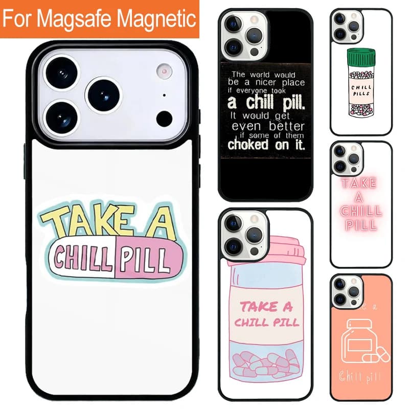 Custodia per telefono con ricarica wireless magnetica Take a Chill Pill per iPhone 17 Pro 16 15 13 12 11 Pro Max Air 14 Plus con cover Magsafe