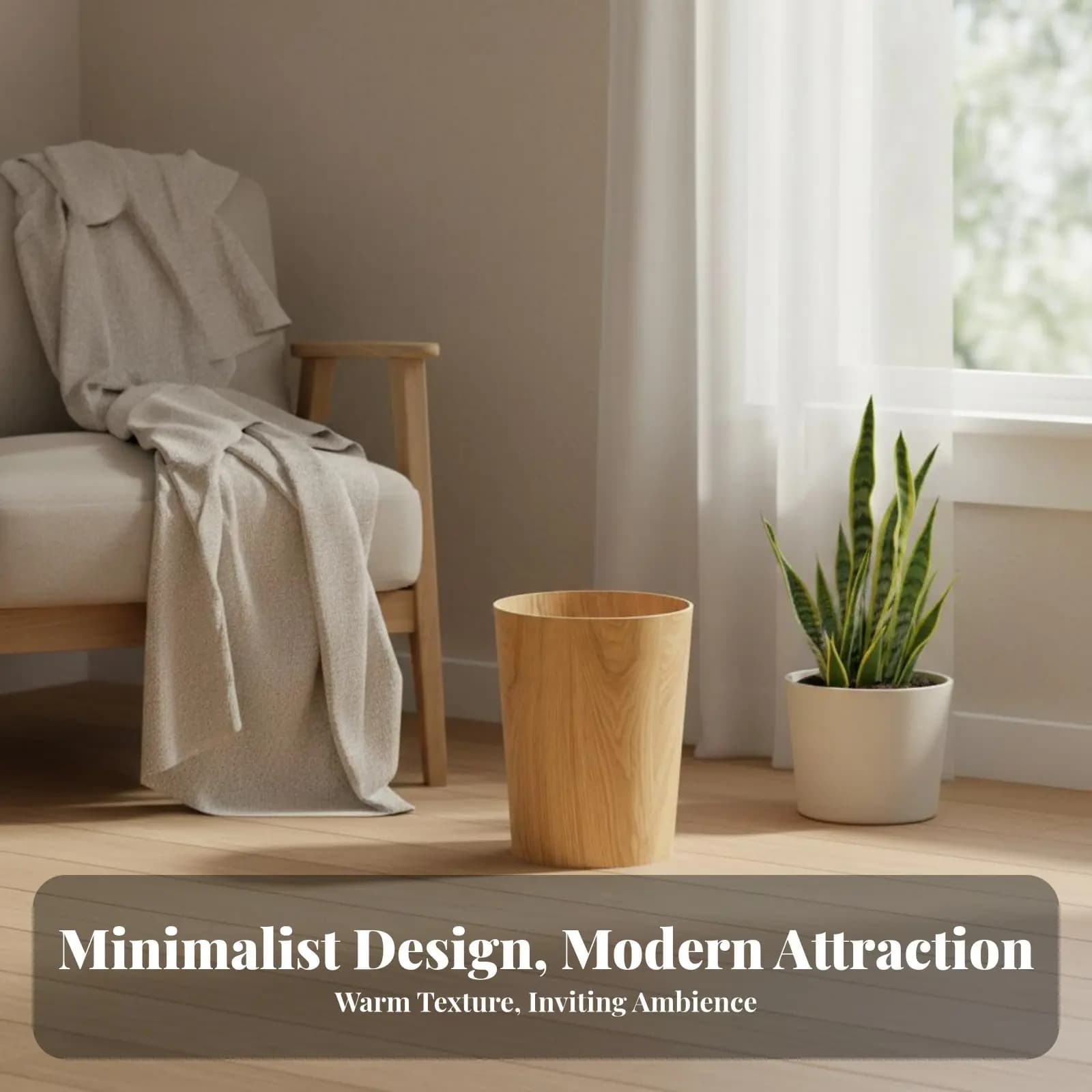 Cestino per Rifiuti in Legno da 10 Litri con Coperchio, Design Minimalista Giapponese, Contenitore per Rifiuti dal Design Giapponese, Cestino Salvaspazio