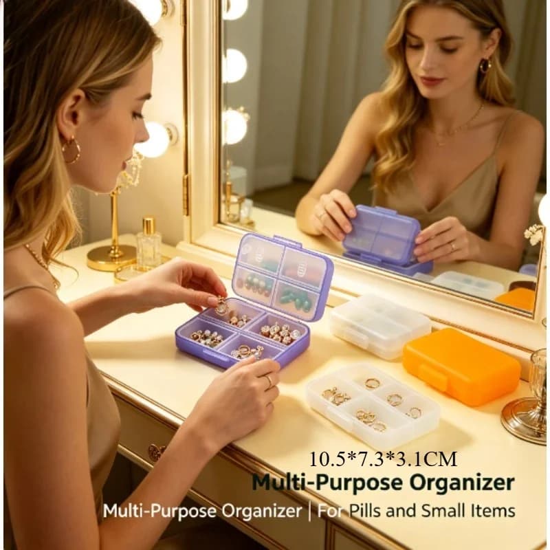 7 Grid Weekly Pill Organizer Portable Travel Storage Case for Vitamins Small Jewelry - Compact Medicine Container for Daily Use
