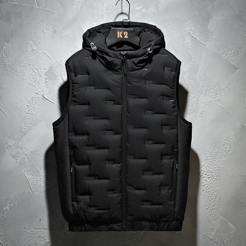 Gilet invernale con cappuccio da uomo gilet imbottito solido pieghettato giacca senza maniche calda antivento Homme gilet casual addensare Parka 8XL