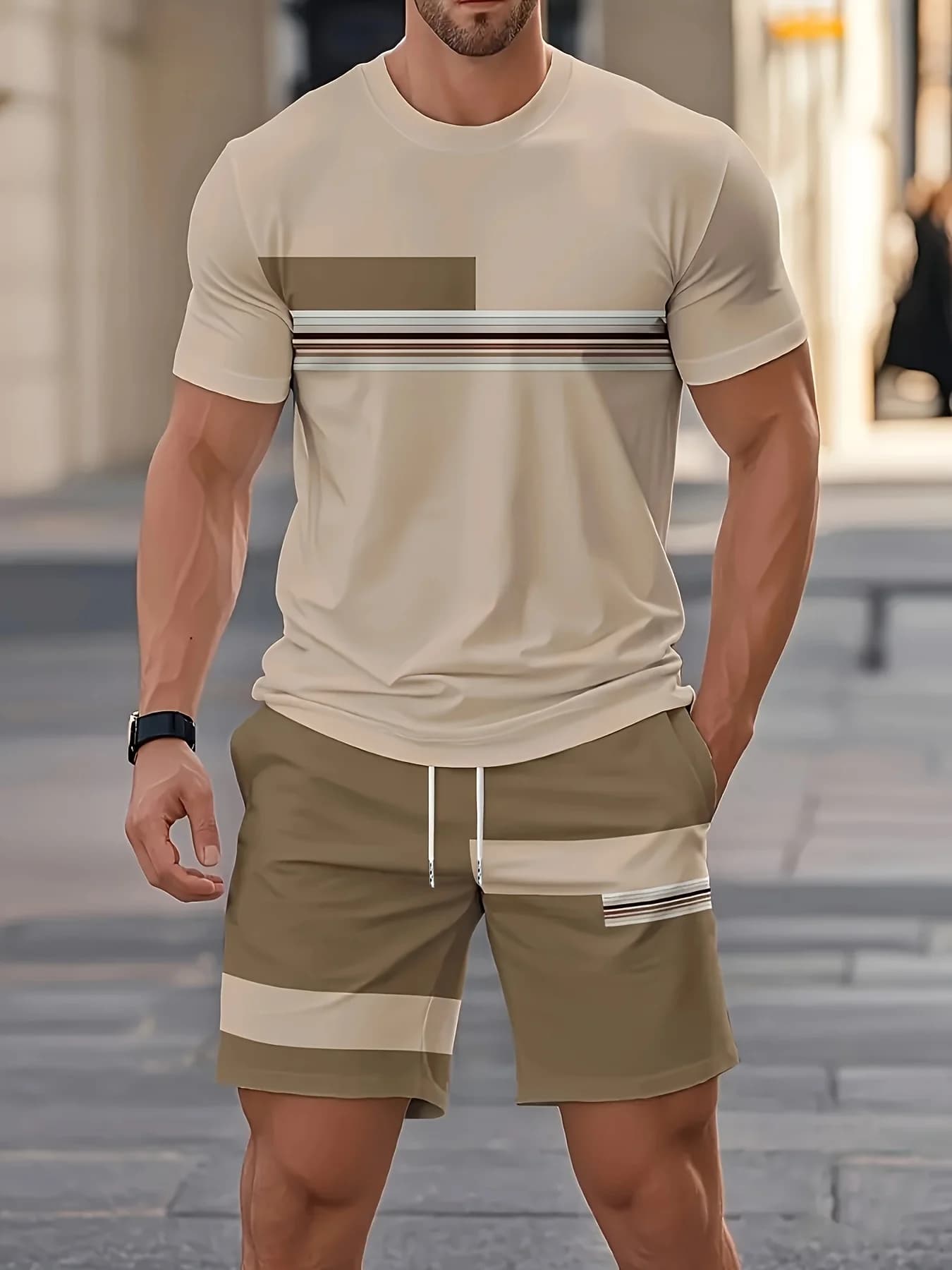 Summer Men's Sets Casual O-neck Short Sleeve Tops +Shorts 2 Piece Outfit Fashion Comfortable Sports Suit Outdoor Gym Tracksuits