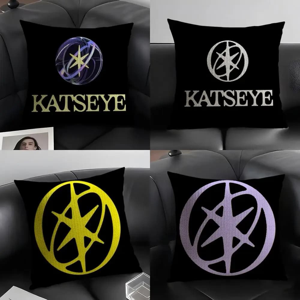 Girl Group K-Katseye Federa per cuscino in lino naturale Tessuto organico Stampa fronte-retro Divano Decorazioni per la casa Fodera per cuscino regalo