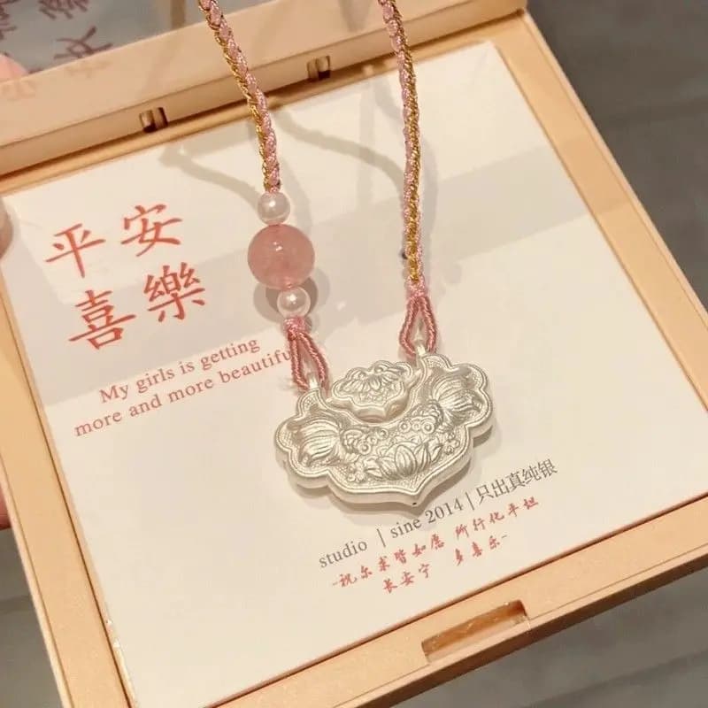 Collana con lucchetto di sicurezza per pesci Koi in argento sterling S999 Elegante regalo di San Valentino Ciondolo spirituale di lusso con gioielli portafortuna cinese