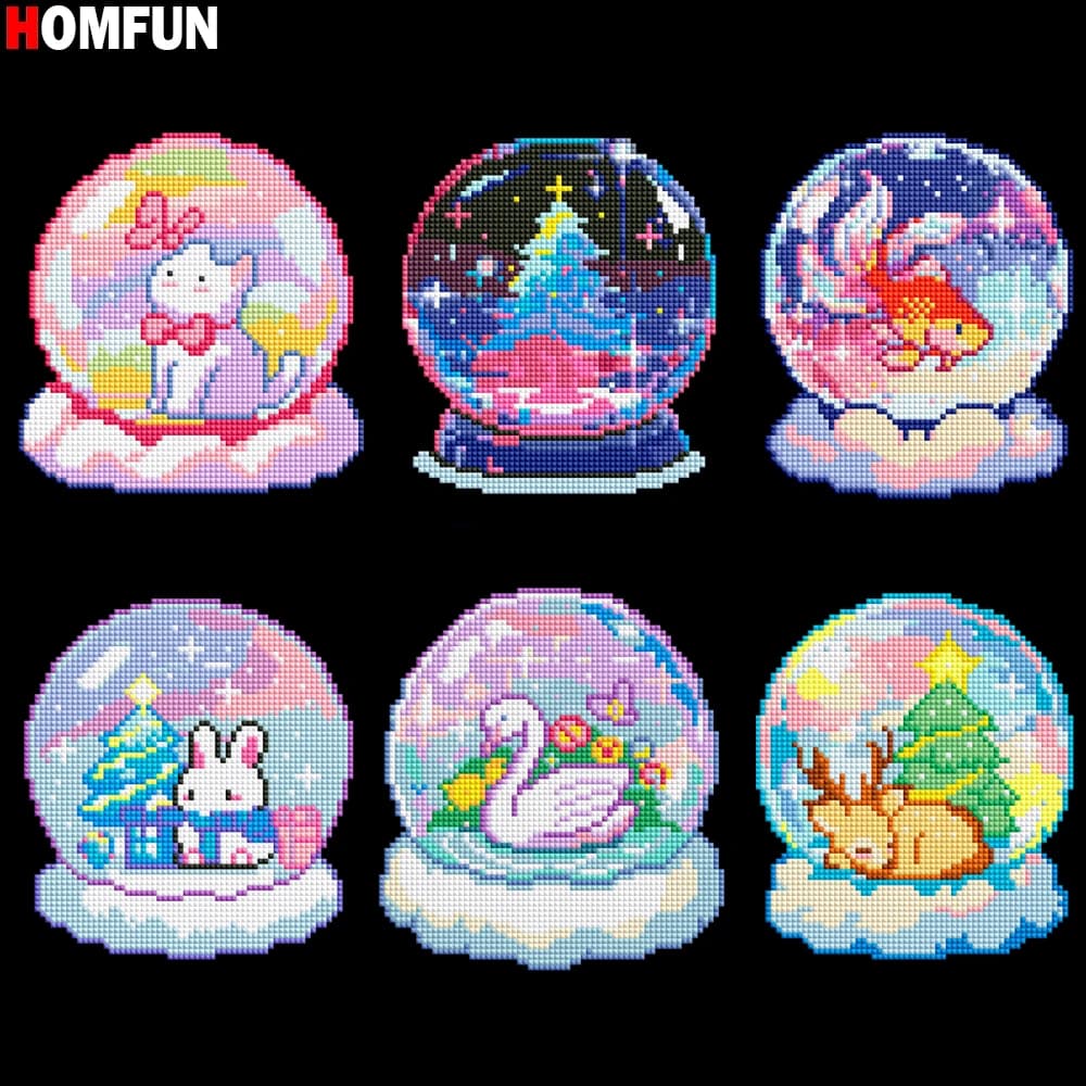 HOMFUN New Cute Diamond Painting "Cute Crystal Ball" Full Square Resin Drill Diy 5d Diamond Embroidery Picture Rhinestone Art