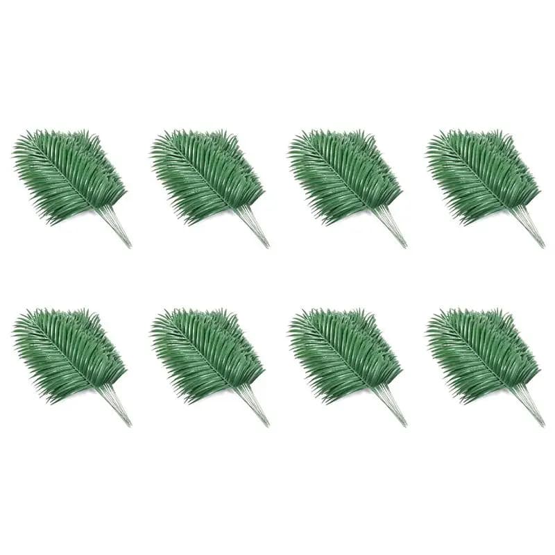 96 Pieces of Artificial Palm Leaves, Fined Palm Leaves, Large Tropical Palm Leaves, Green Plant for Hawaiian Decorations