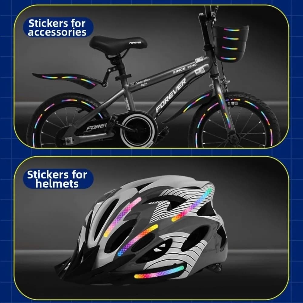 10pcs/set 9*0.7cm Bicycle Reflective Sticker Rainbow Red White PVC Bike Wheels Rainbow Sticker