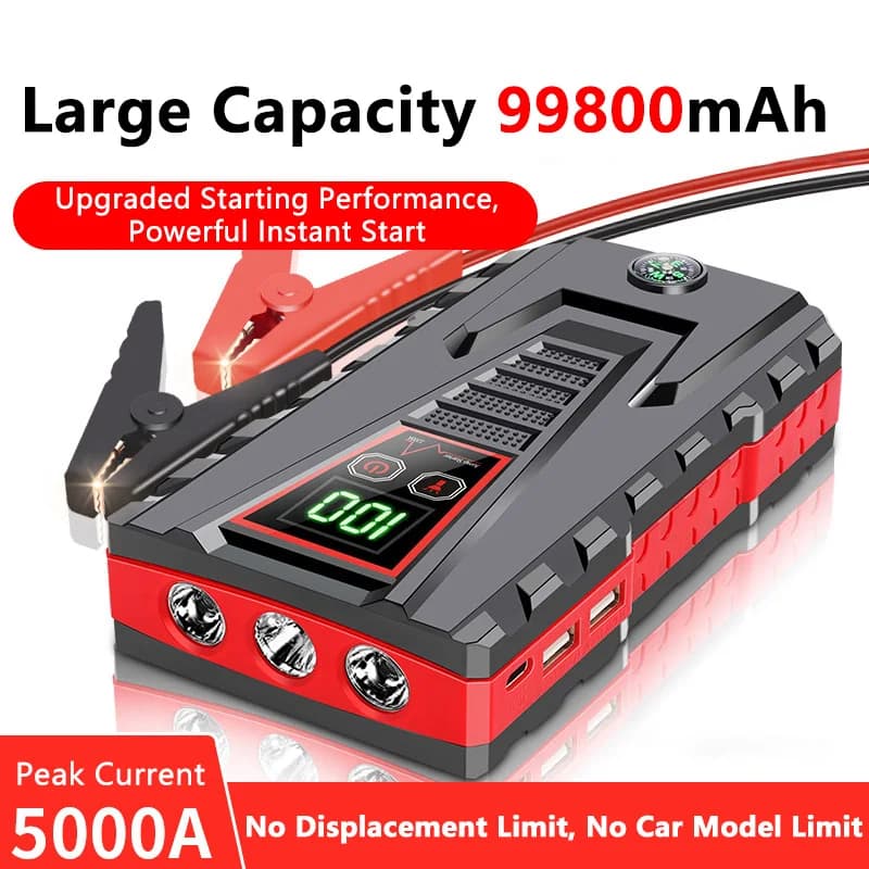 Avviatore d'Emergenza per Auto 99800mAh 1200A, Power Bank Portatile, Booster Batteria Auto 12V, Dispositivo di Avviamento per Auto a Benzina 6.0L e Diesel 4.0L