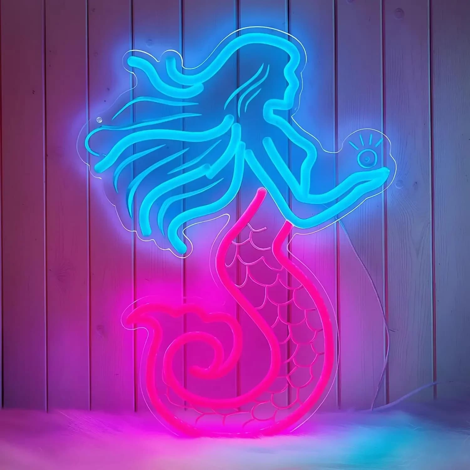 Insegna al Neon a Forma di Sirena, Decorazione per Feste, Creatura Mitologica Fantastica, Luce LED al Neon USB Dimmerabile per Camere da Ragazza, Camere da Letto, Caffetterie, Decorazioni Murali, Regali