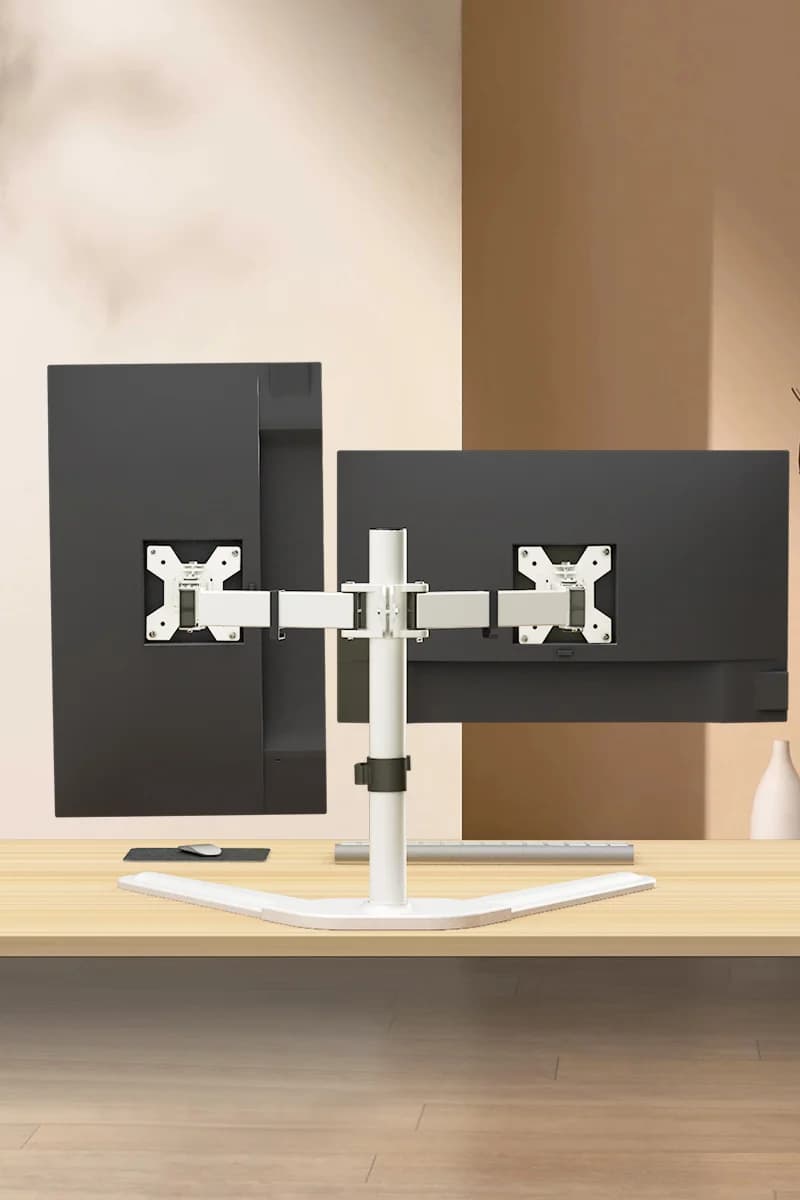 HILLPORT Support for double monitor arm for 10-32 inch monitor with tilt and rotation function Table base VESA DZ18 Monitor support for PC