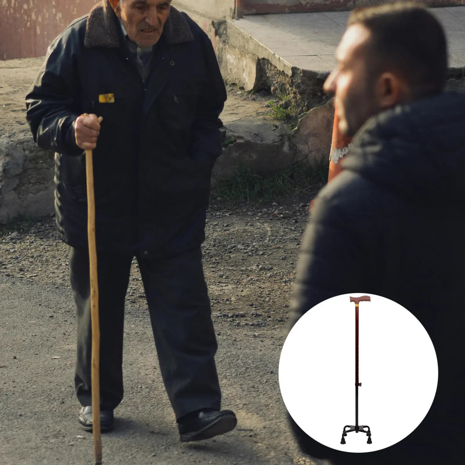 Adjustable and Staccable Walk Stick in Aluminium, Anti-Slip and Ergonomic League, for Seniors, Trekking and Alpinism