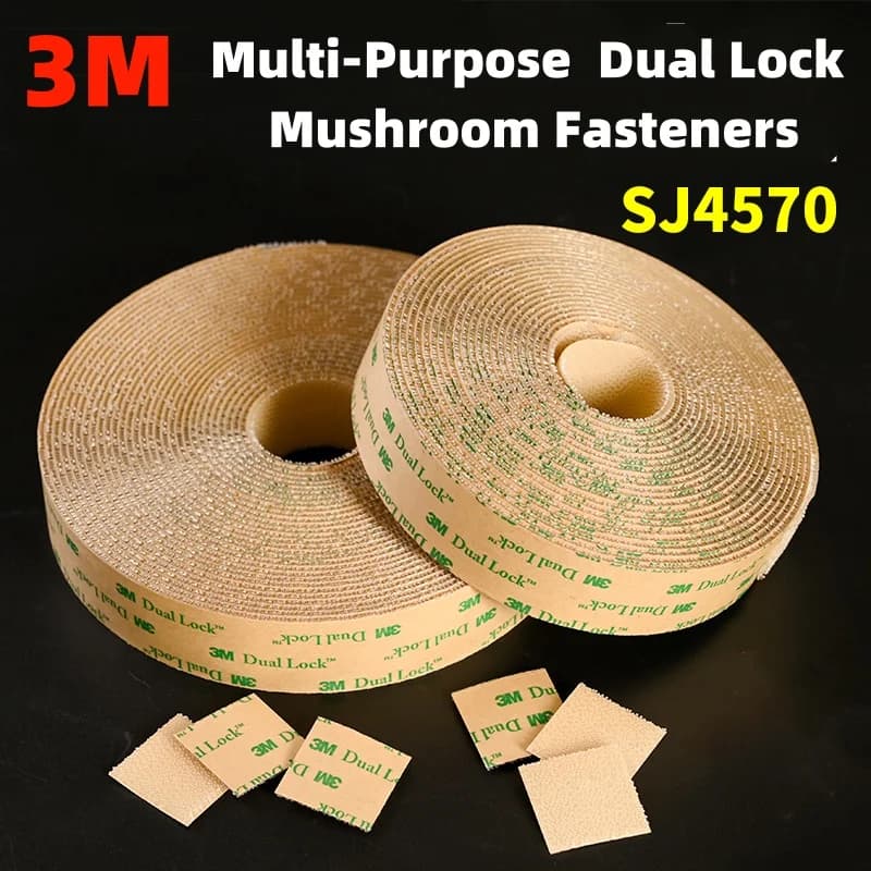 3M Industrial Clear Mushroom Fasteners - Ultra-Thin 1.6mm Double-Sided Adhesive Hook & Loop Tape