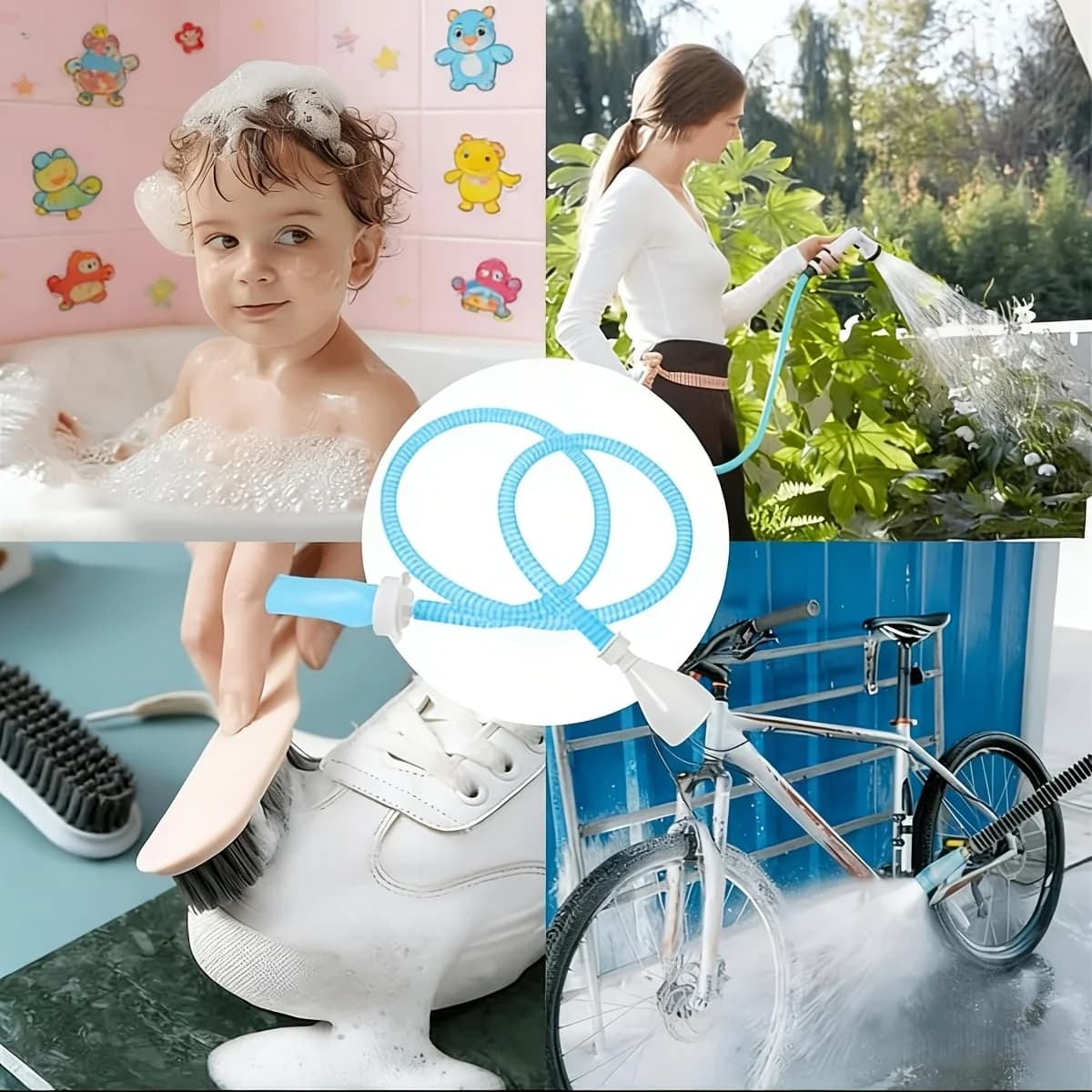 Doccetta Portatile per Animali Domestici, Spruzzatore Manuale per il Bagno del Cane, Attacco Slip-On Senza Attrezzi per Tubo da Giardino