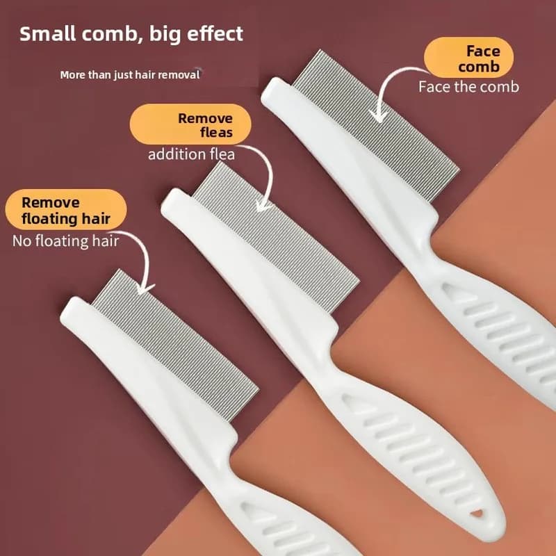 Fine‑Tooth Pet Grooming Comb Flea & Shedding Hair Remover Cats Dogs