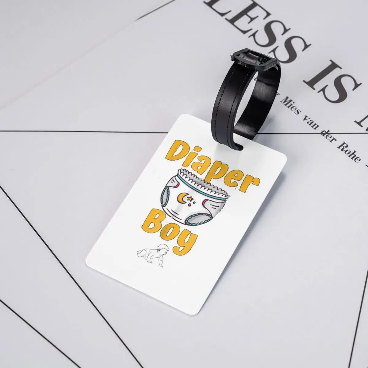 Etichette per Valigie 'Diaper Boy', Accessori per Bagagli da Viaggio, Porta Etichette con Spazio per Nome e Indirizzo