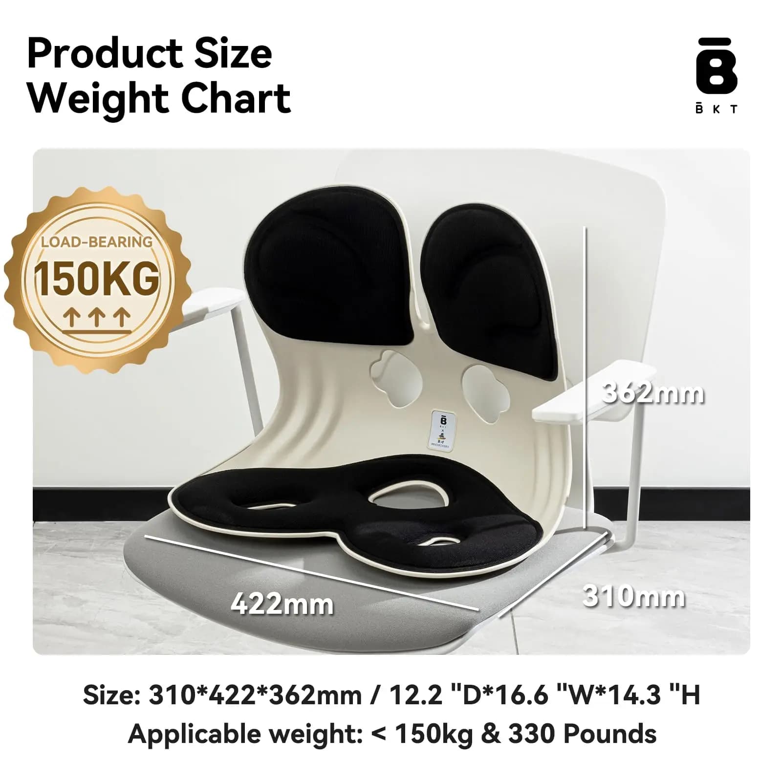 BKT Cuscino per sedile Sedia ergonomica Cuscini per sedia da ufficio Supporto lombare per sedia da ufficio Sedia da pesca all'aperto con seduta lunga