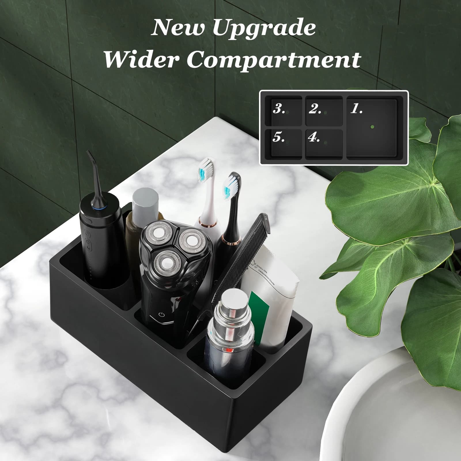 Portaspazzolini Luxspire a 5 Scomparti, Organizzatore per Spazzolini e Dentifricio da Bagno, per Lavabo e Mobile da Bagno