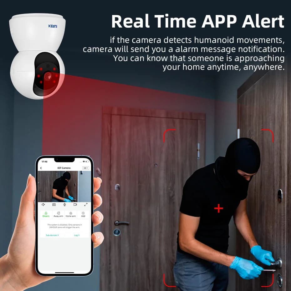 KERUI 3MP Multifunction Home Security Surveillance Camera Alarm System with Motion Detector Door Sensor And APP Remote Control