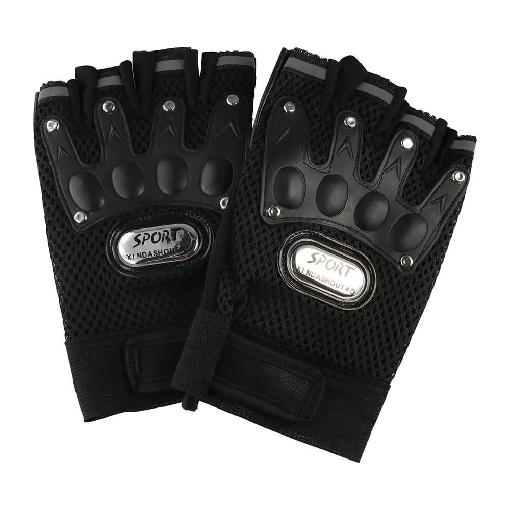 Guanti da Ciclismo e Moto Mezze Dita Traspiranti per Sport Outdoor, Guanti da Bici Senza Dita in Pelle PU