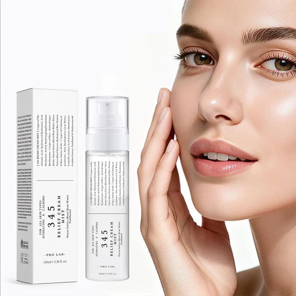 Crema Viso Coreana 345 con Niacinamide, Lenitiva, Idratante, Anti-Acne, Riparatrice per Pelle Secca e Sensibile, Leggera e ad Assorbimento Rapido