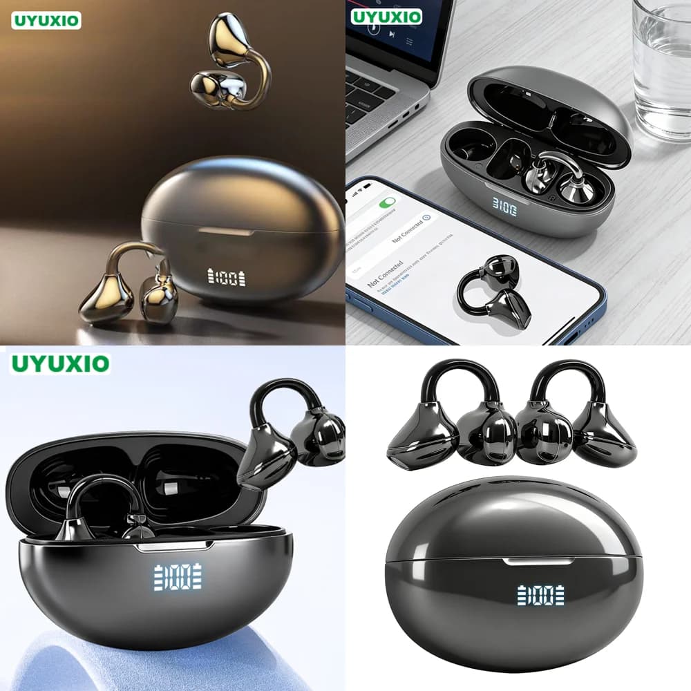 Auricolari Stereo HiFi UYUXIO, Chiamate Nitide, Auricolari Wireless con Clip, Cuffie BT 5.4, Auricolari OWS IP7 Impermeabili per Telefoni e Sport
