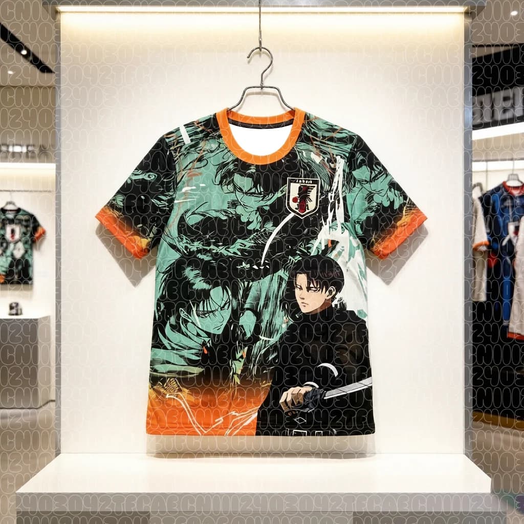 Maglia da calcio da uomo Giappone Estate 2026 con stampa 3D, ad asciugatura rapida e traspirante, abbigliamento sportivo coordinato per la famiglia