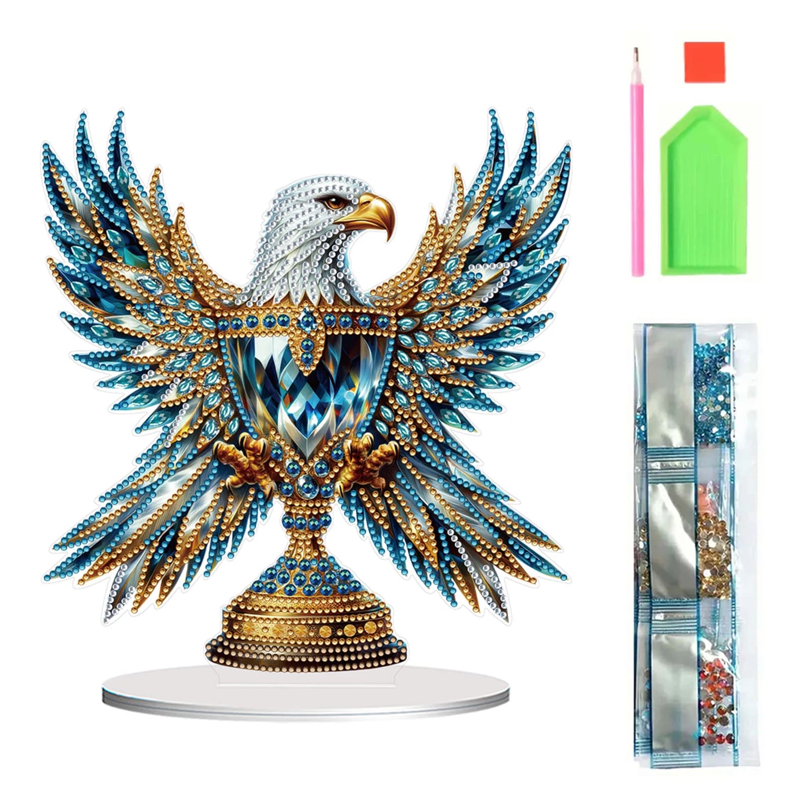 Ornamenti da tavolo per pittura con diamanti con trofeo d'aquila a forma speciale acrilica per ufficio