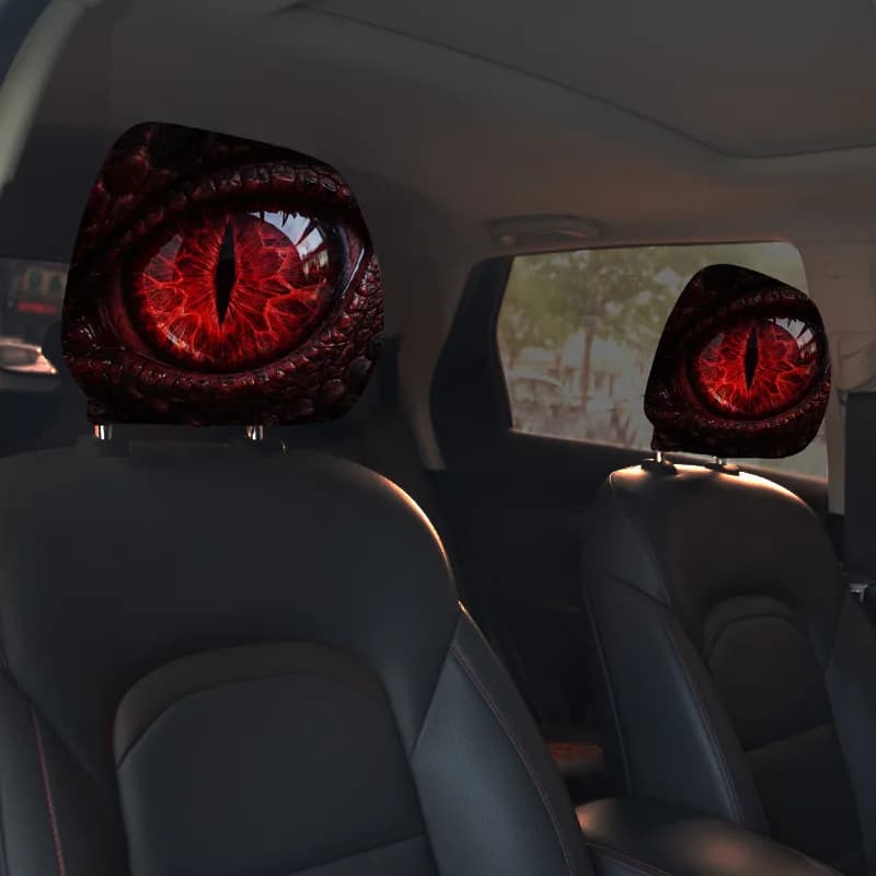 2pcs Halloween Horror Face Printing Car Headrest Covers Universal Elastic Car Seat Headrest Cover Dustproof Protective Sleeve