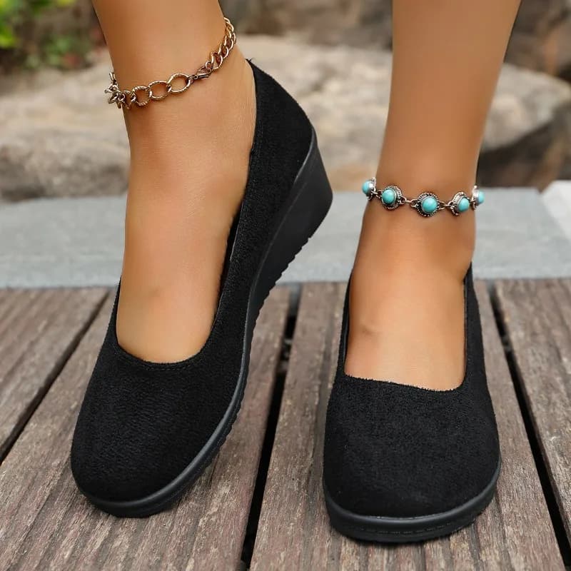 Scarpe da Donna con Zeppa per Primavera e Autunno, Zapatos De Mujer, Punta Rotonda, Scollatura Bassa, Slip-on, Mocassini Casual Comodi da Donna, Taglia 42