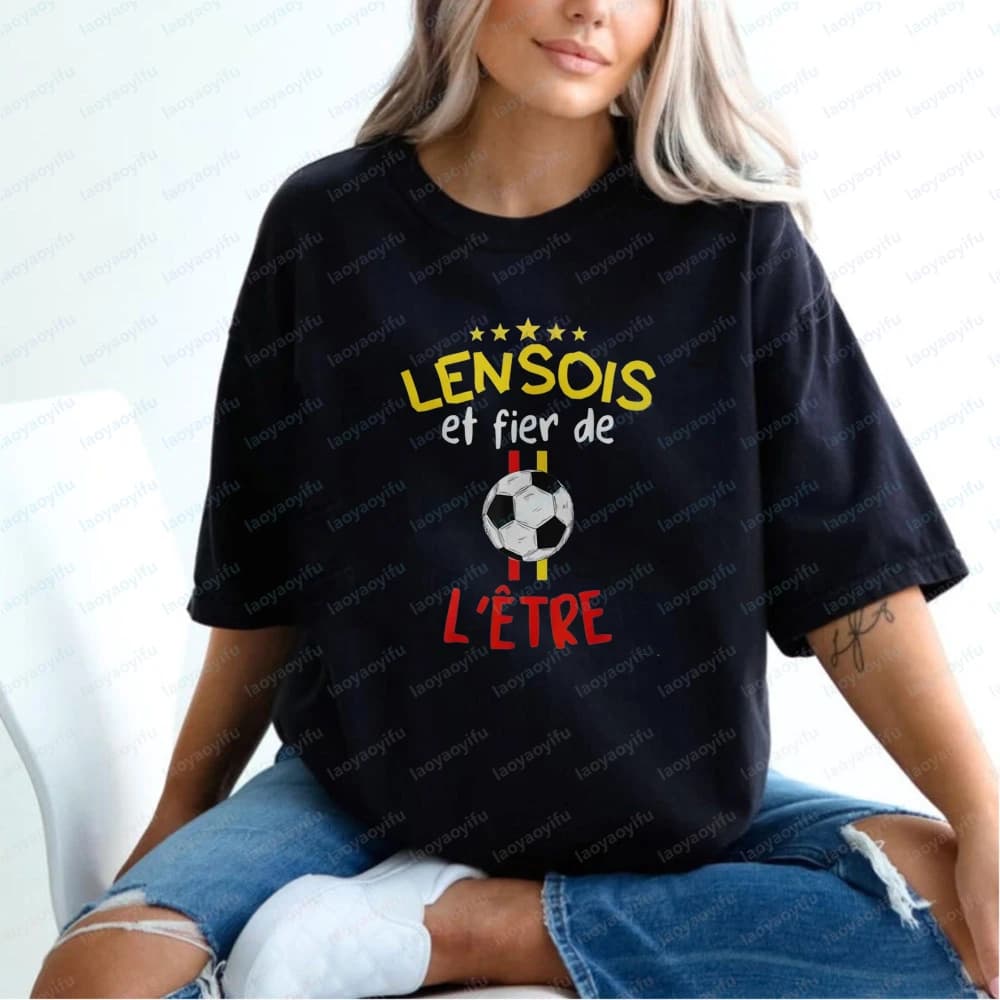 Maglietta Unisex RC Lens Supporter con Design Calcio Francese, T-shirt Casual per Tifosi, Abbigliamento Vintage per Uomo e Donna