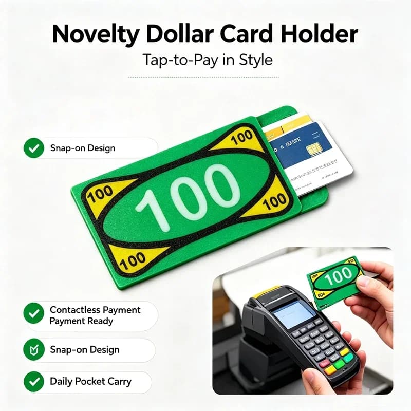 3D Printed Card Holder Bill Tap‑to‑Pay Funny Money Shape Contactless NFC Credit Debit Card Protector Prank Party Gifts