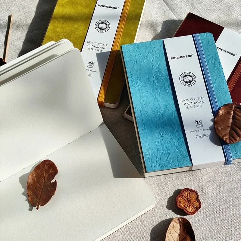 POTENTATE Linen-Bound Hardcover Artists Paper Pads - Acid-Free, Cold-Pressed, Brush Painting & Drawing Sketchbook Mixed Medias