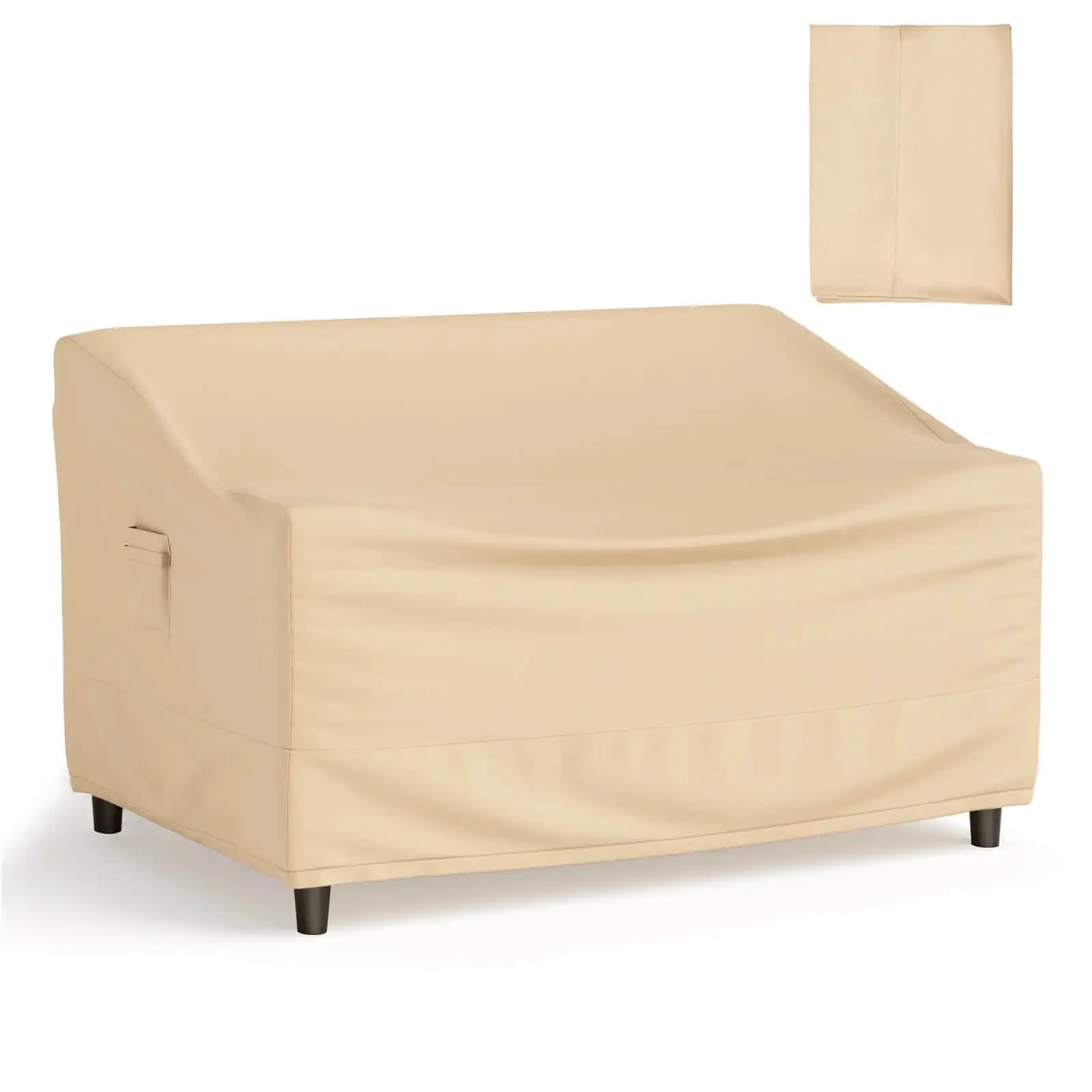 60''x43'' 2-Seater Patio Loveseat Cover Waterproof Sofa Bench Cover with Handle Air Vent