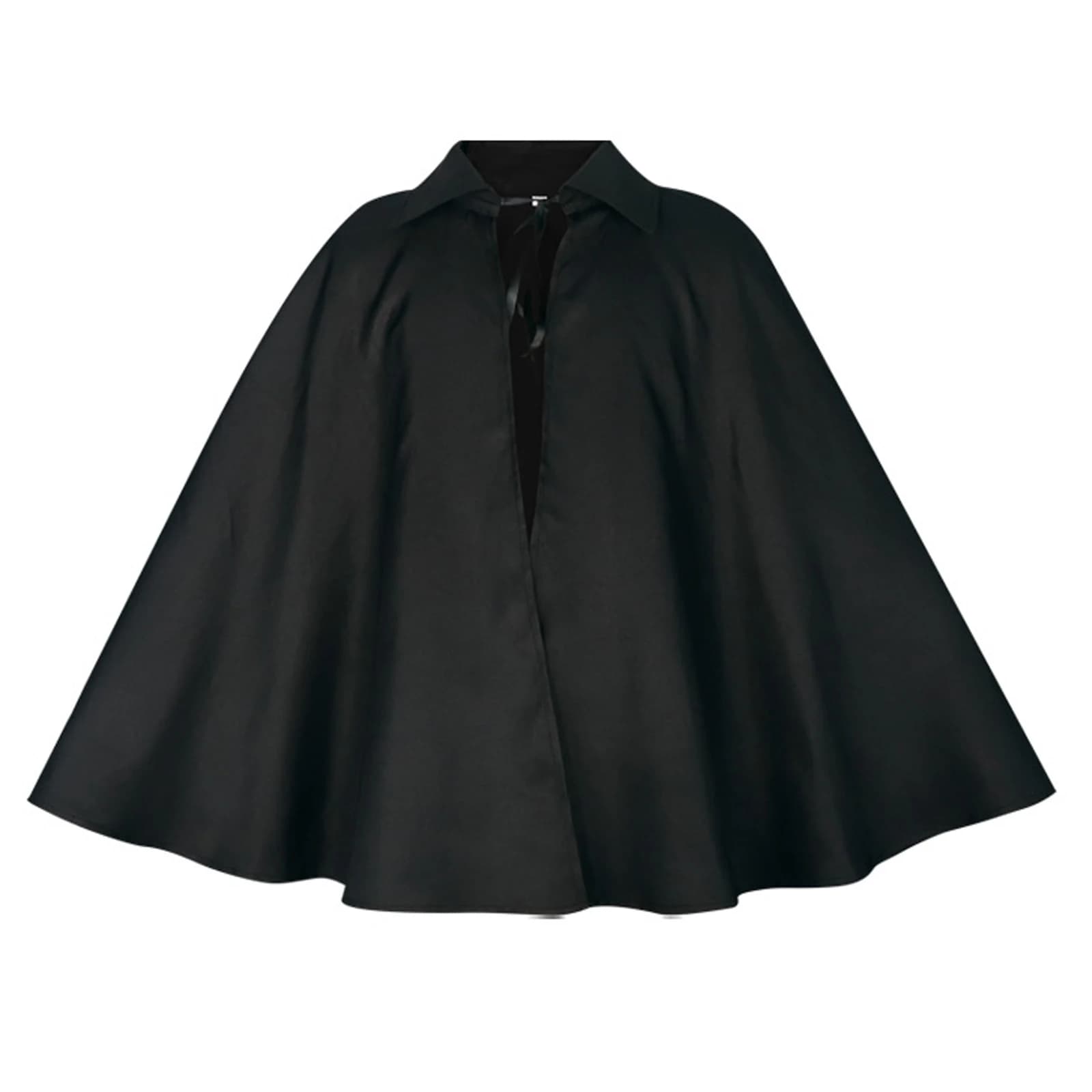 Black Cloak Cape with Collar Medieval Vampire Wizard Costume Halloween Cosplay Outfit for Adults