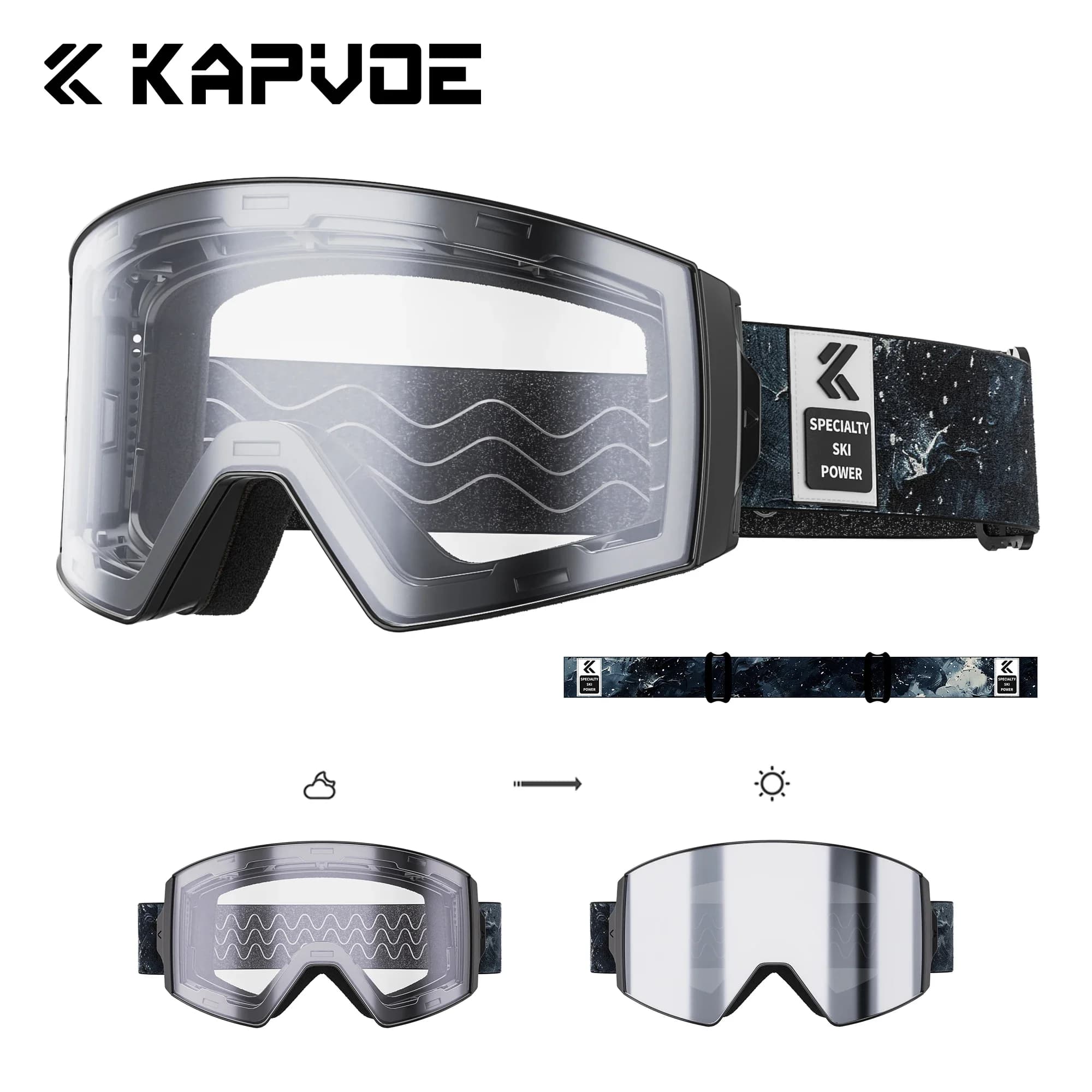 KAPVOE Nuovi Occhiali da Sci Doppi Strati Anti Fog Grandi Occhiali da Sci Maschera da Sci Occhiali da Snowboard Outdoor Uomo Donna UV400 Occhiali da Neve